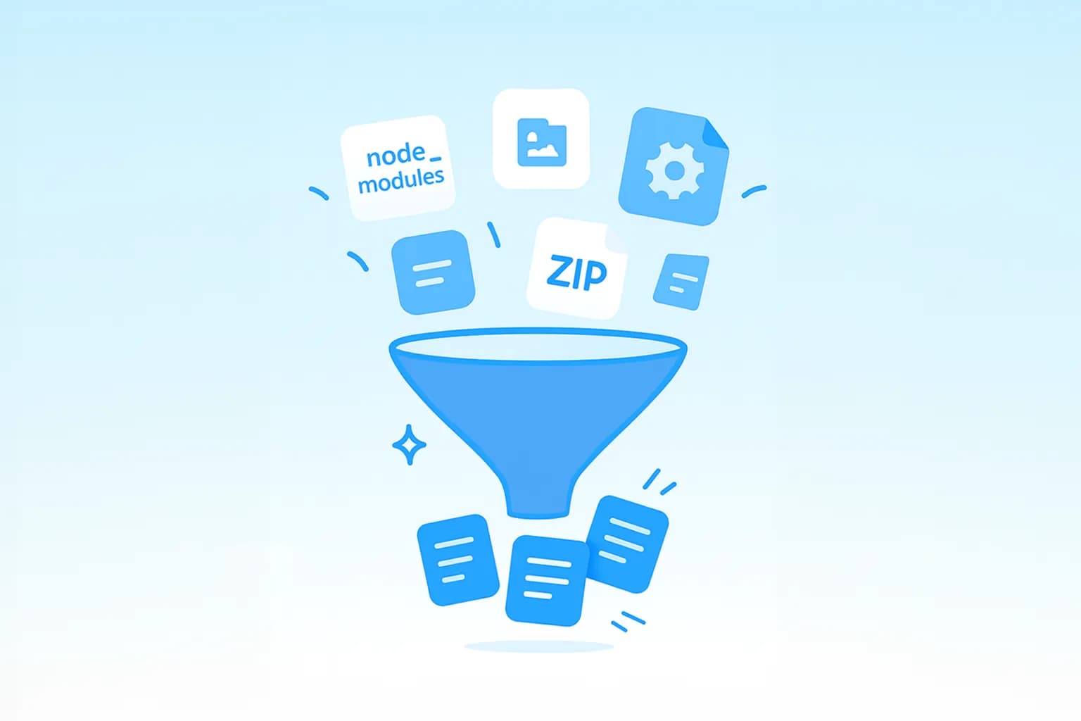 Automatically filters out unnecessary files like node_modules, images, and build artifacts.